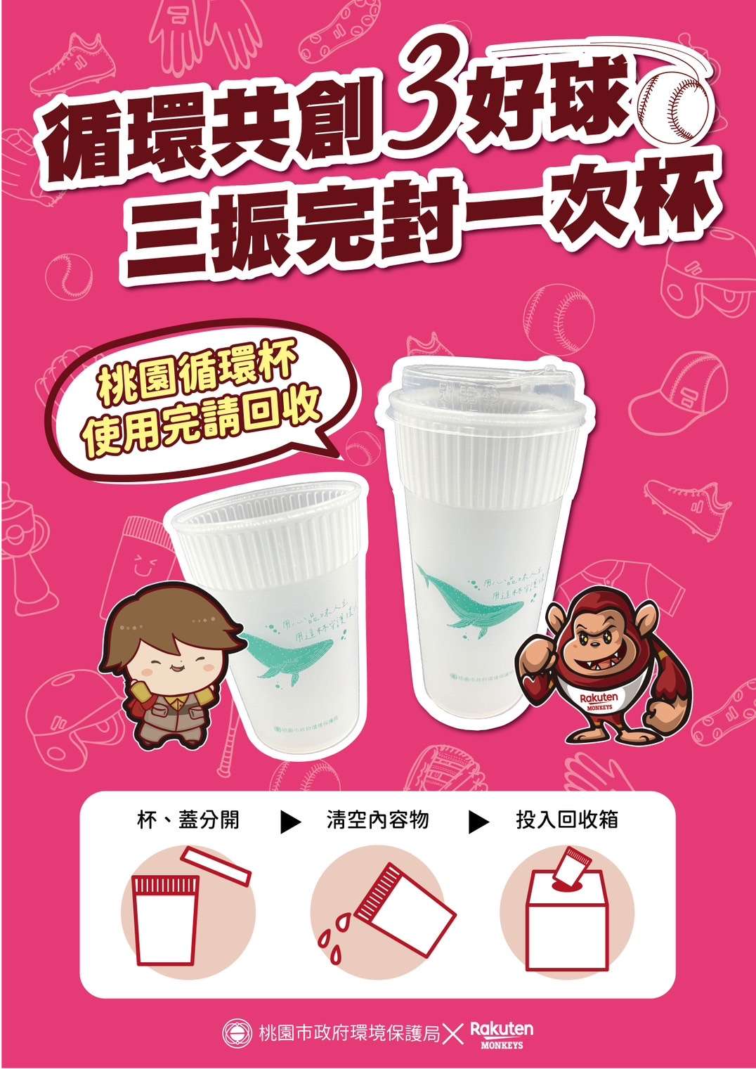 桃環局攜手樂天桃猿 推動「循環杯」取代一次性飲料杯 循環杯 5 0