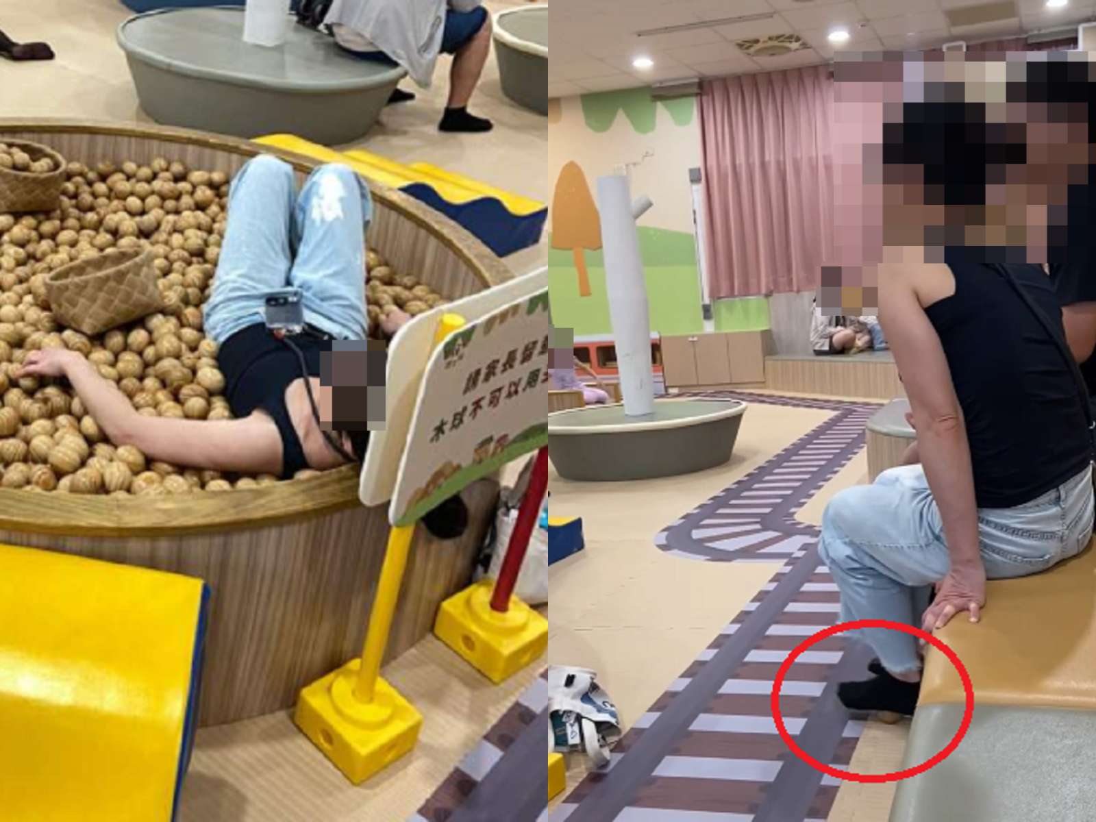 噁!她拿平鎮親子館球池木球按摩腳底 家長怒轟:沒水準