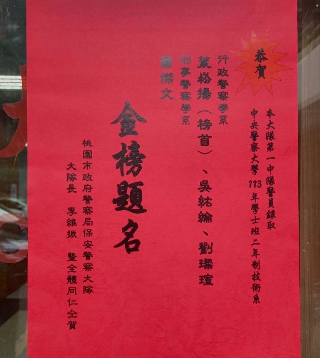 桃園保大4人錄取警大二技 他榮登行政系榜首 S 74555438 0