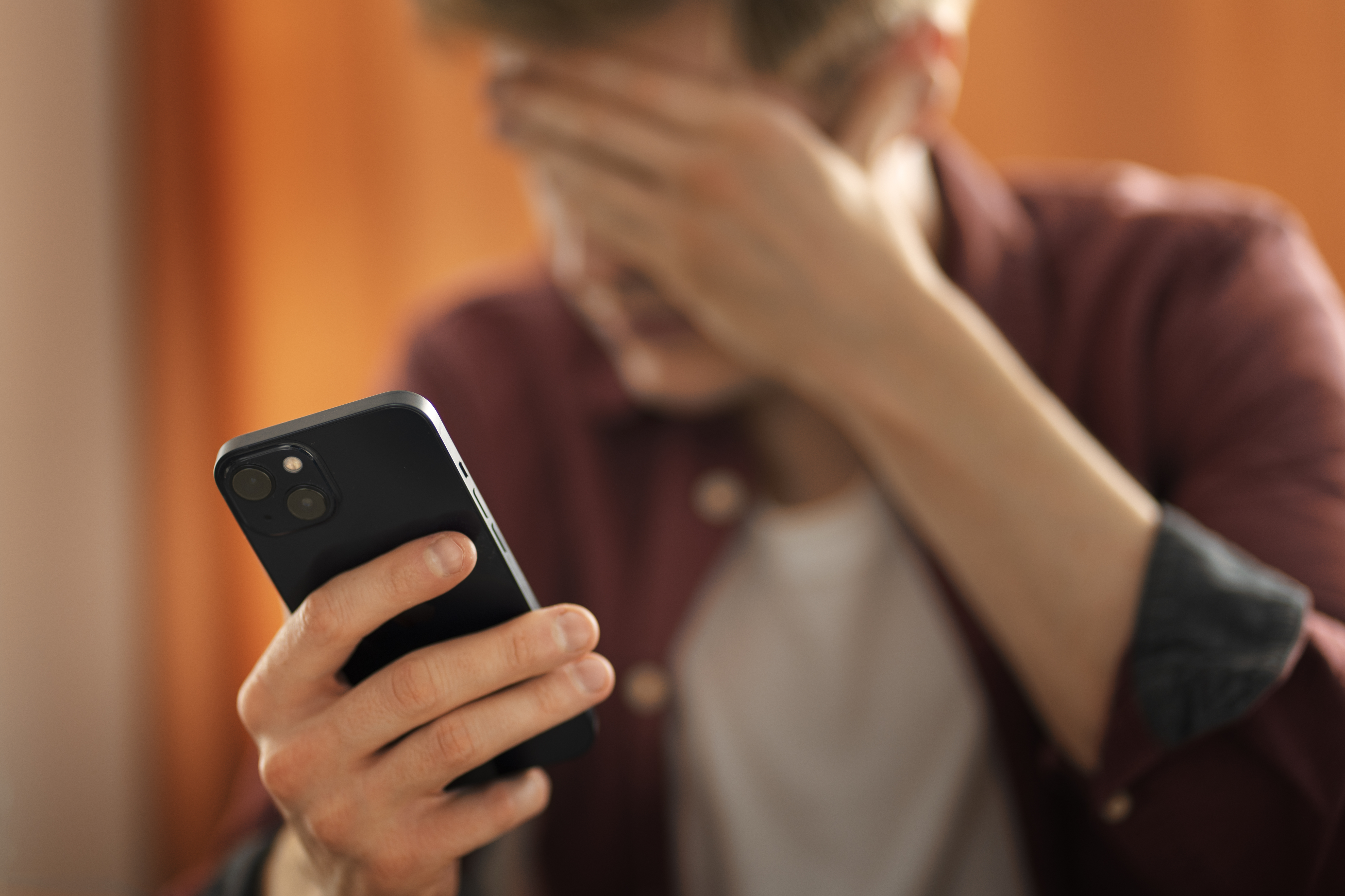 medium shot suffering teenager being cyberbullied