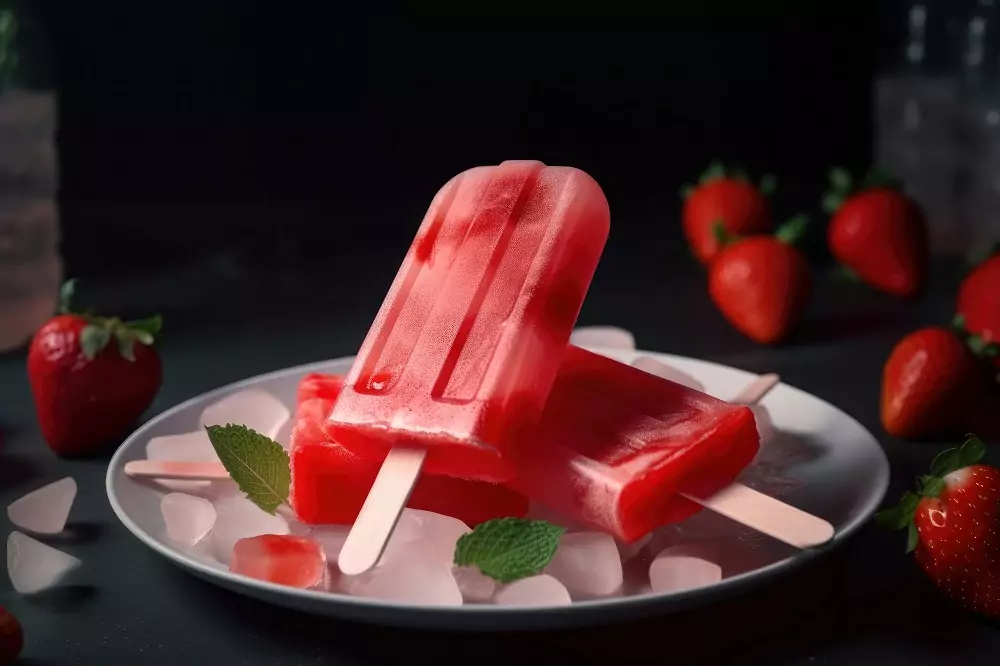 frozen strawberry popsicles ai generative