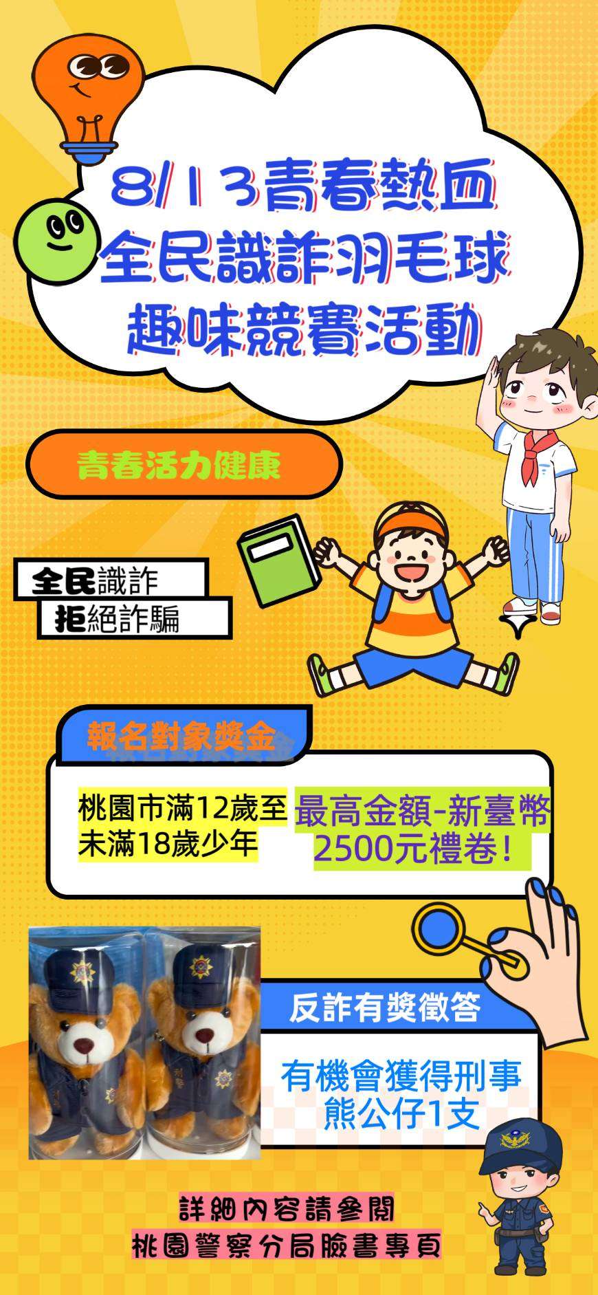 桃警青少年羽球競賽報名開跑 2500元禮券、超萌熊熊等你帶回家 439687