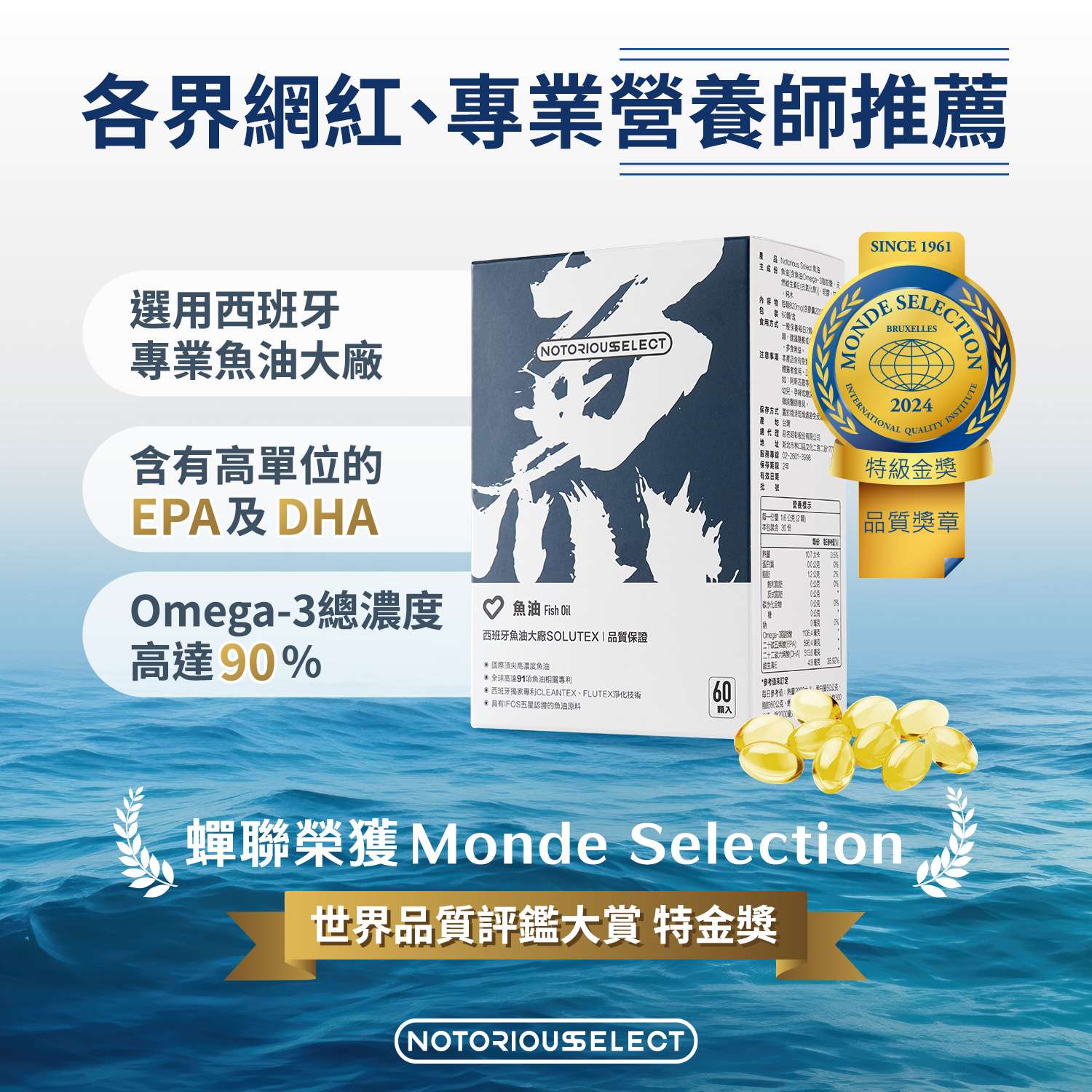 全台銷售10萬盒!館長旗下惡名昭彰品牌【Notorious Select 特金極萃魚油】成為保健新寵 專業營養師推薦