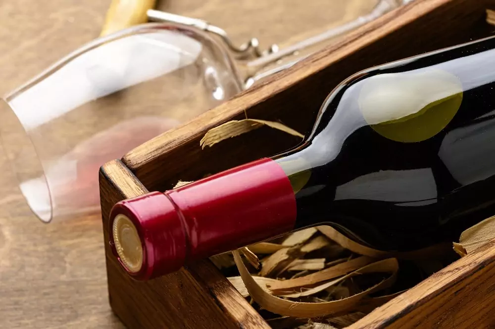 close up wine bottle glass