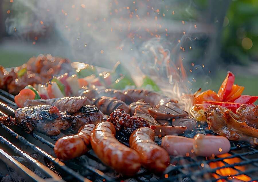 中秋烤肉垃圾多 這些東西記得單獨打包回收 delicious grilled food with smoke flames 1249787 40431