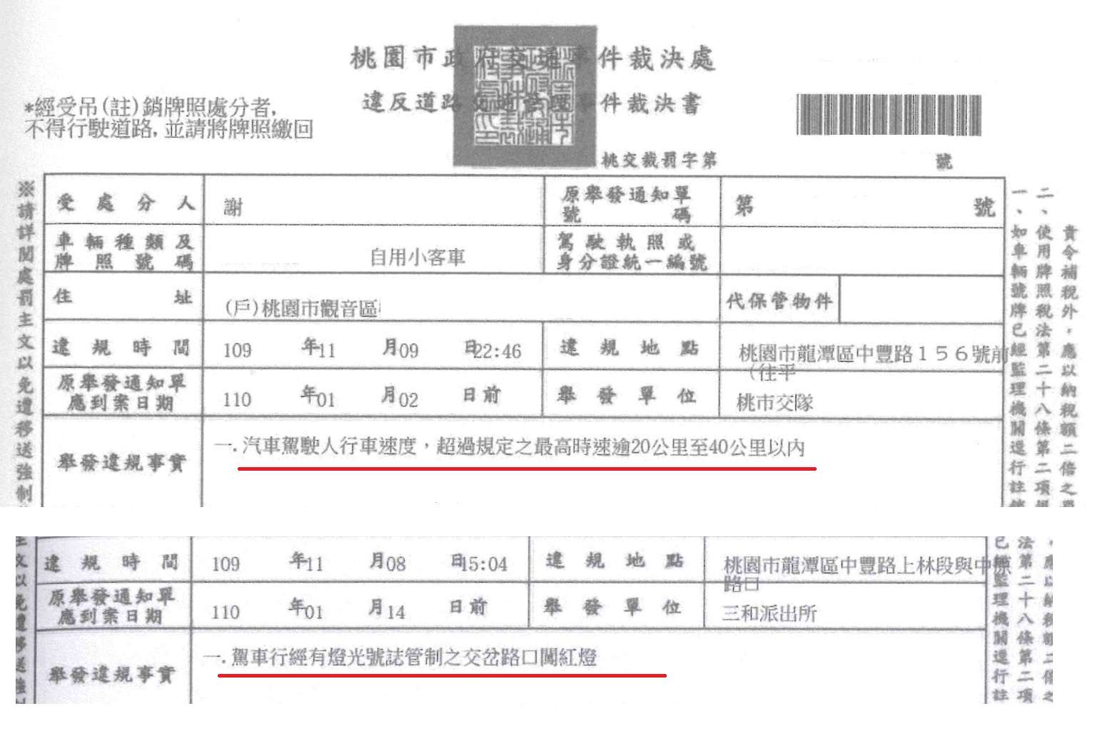 科技業員工闖紅燈、超速拒繳逾萬元罰鍰 遭桃園分署強制執行 違規照片 0