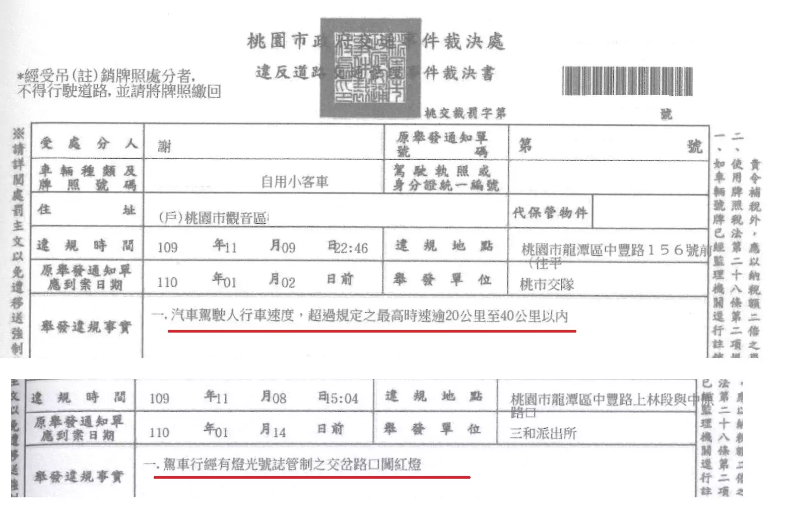 科技業員工闖紅燈、超速拒繳逾萬元罰鍰 遭桃園分署強制執行 違規照片 0