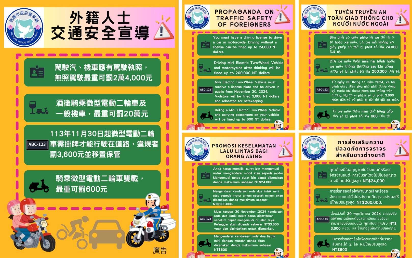 車主注意!蘆竹警:11/30起微型電動二輪車未掛牌將挨罰 S 29811033 0