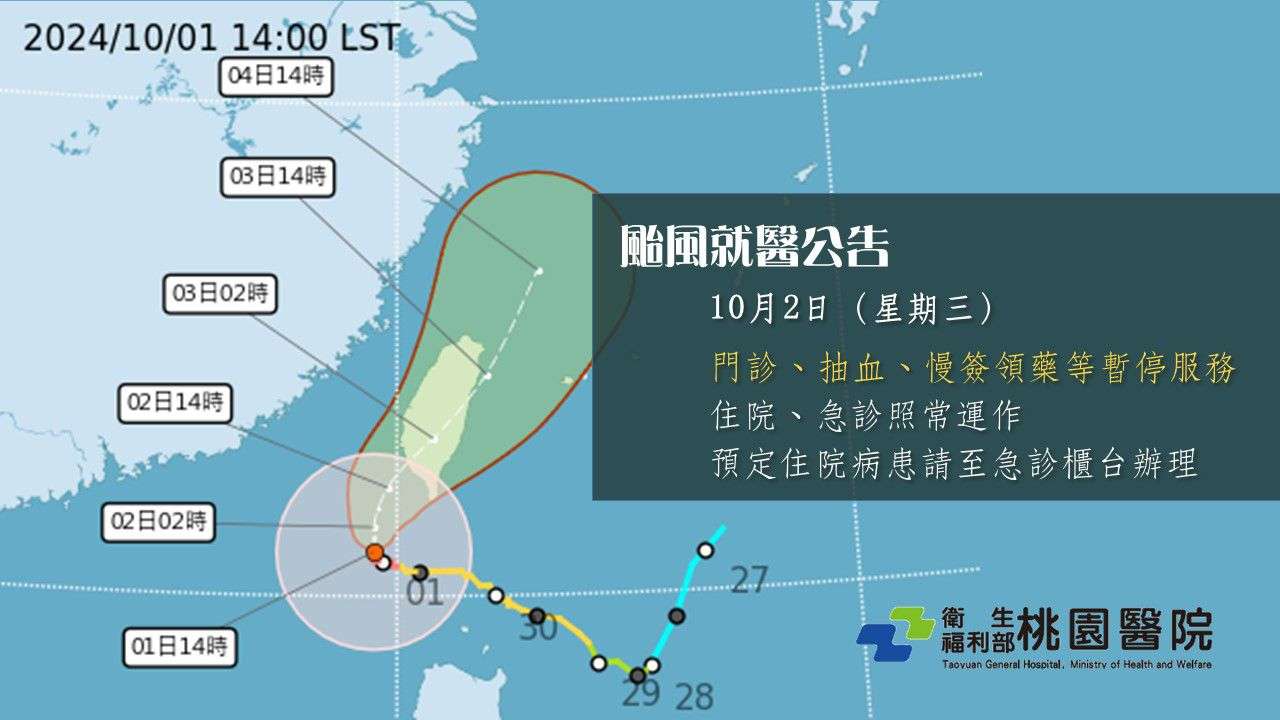 颱風來襲!桃園多家醫院宣布停診調整服務 wp 17277886829415446983163258806238