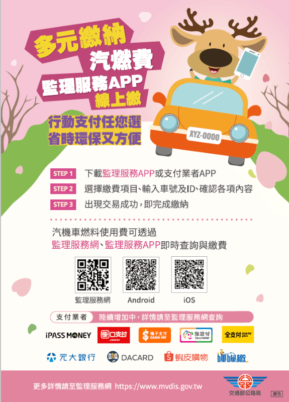 車主注意!桃園監理站:汽機車燃料費補繳期限至10/31止 宣導海報 0