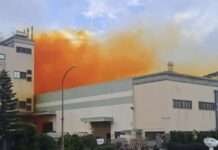 恐怖!觀音區工廠不明氣體外洩 橘色濃煙竄天際