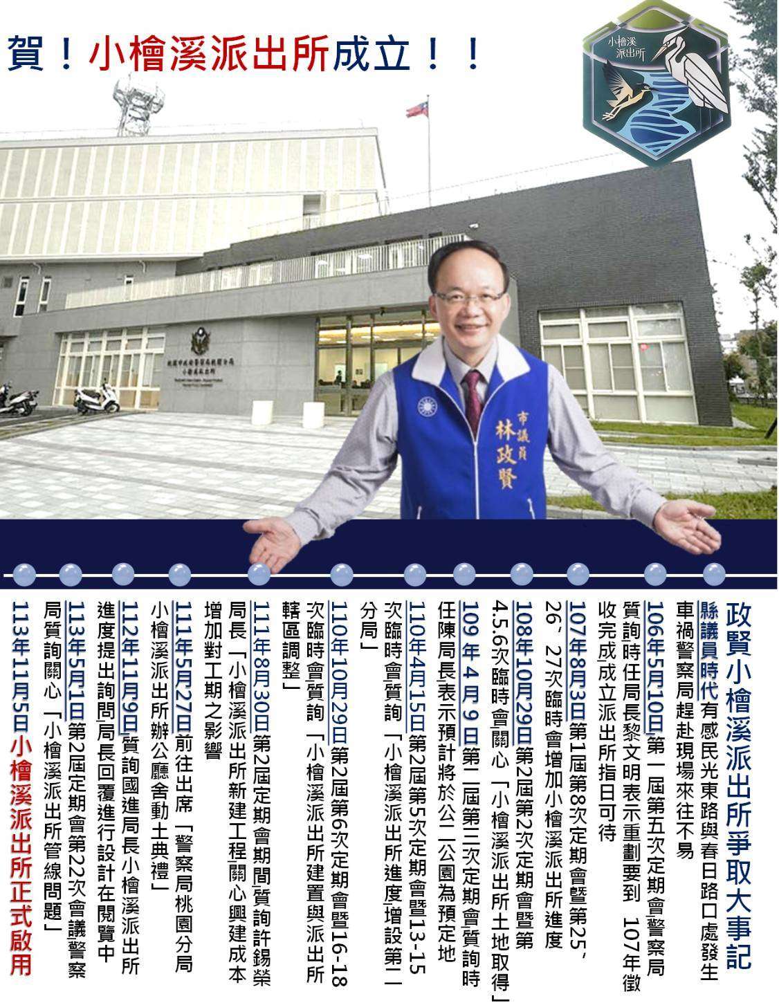 桃園區小檜溪派出所正式啟用 林政賢:地方治安重要的里程碑 868250 複製