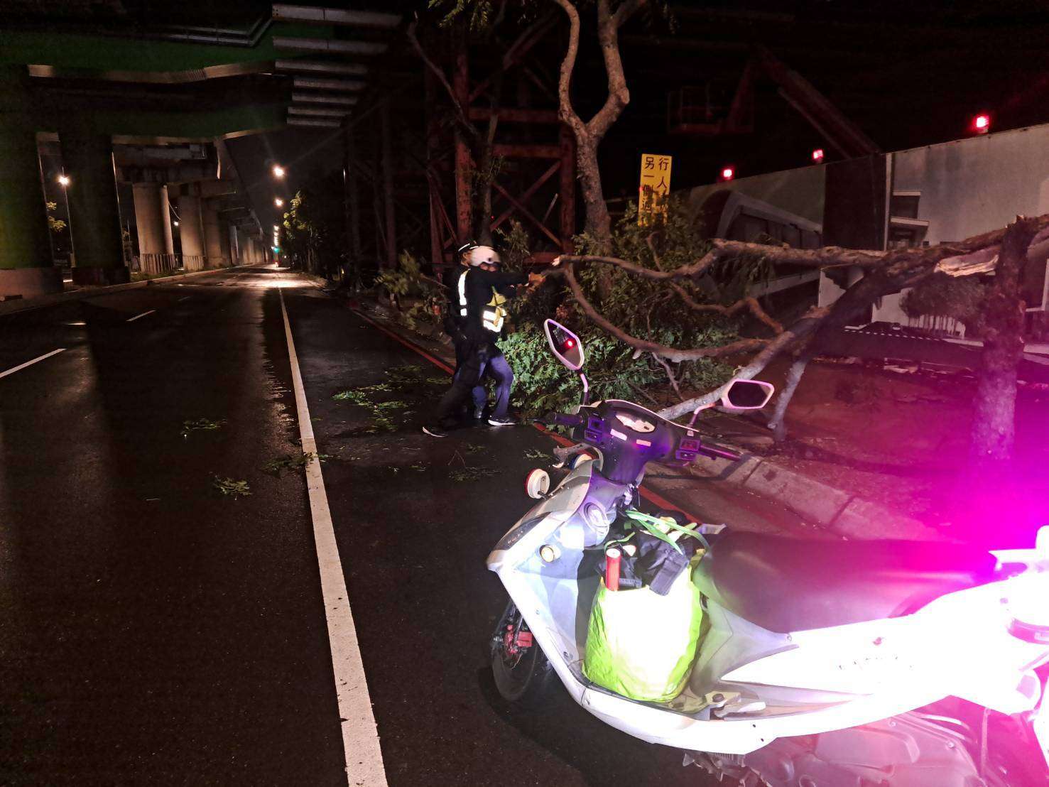 康芮颱風吹倒路樹 蘆竹警冒風雨助清除 871175 0