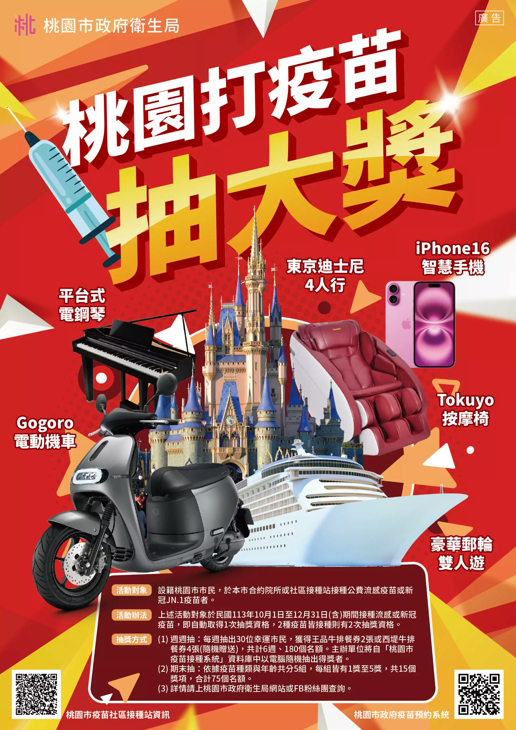 桃園市民接種疫苗享抽獎機會 齊心防範流感與新冠疫情 桃園市民接種疫苗享抽獎機會 齊心防範流感與新冠疫情