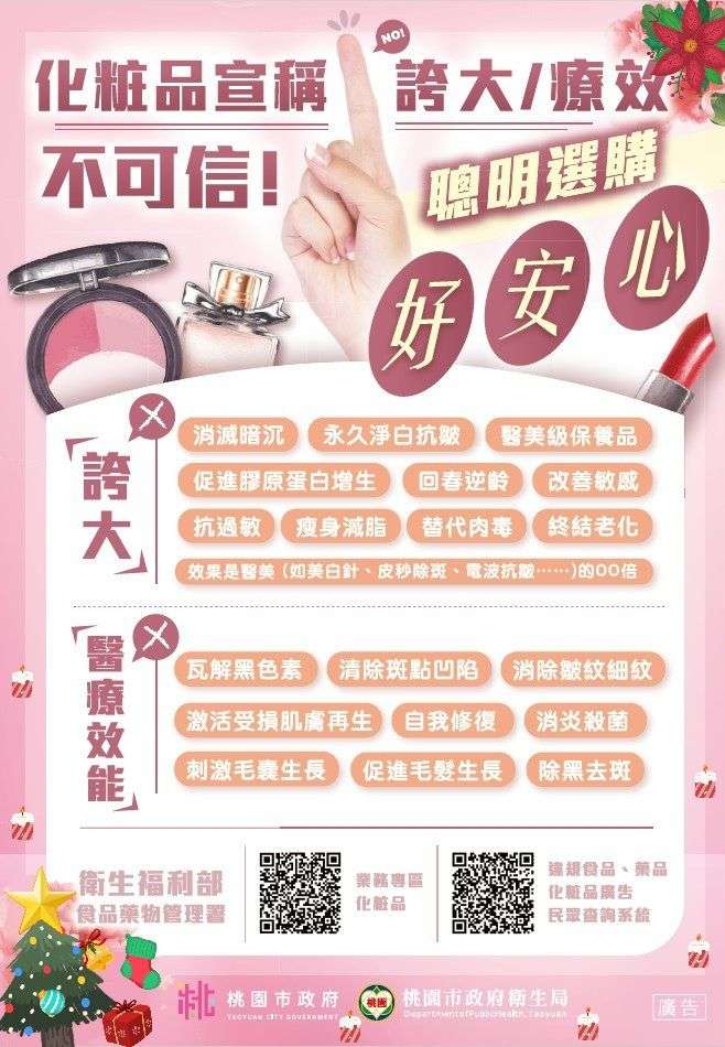 桃市衛生局嚴查化粧品違規 廣告誇大與標示不全罰款逾300萬 S 3670113 0