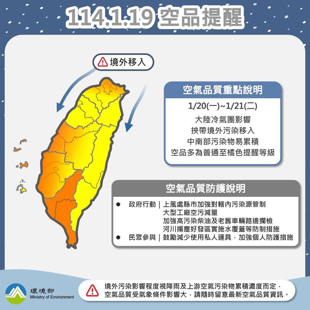 記得戴口罩!境外空污明起影響台灣 各地空氣品質一次看 空品提醒