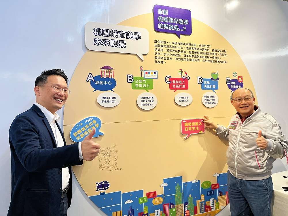 桃園城市創意設計中心舉辦年度特展 呈現地方深厚文化底蘊 11《美學體驗・設計有感》桃園城市創意設計中心2025年度特展展區 左 副市長蘇俊賓 右