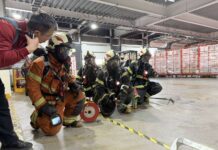 桃消竹圍分隊前進蝦皮理貨中心 火災搶救演練過程逼真