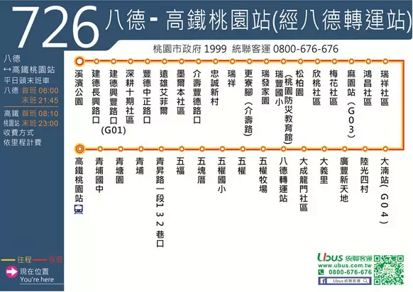 八德區4/7起試辦726號公車 提供便捷往返高鐵桃園站 messageImage 1743590669040