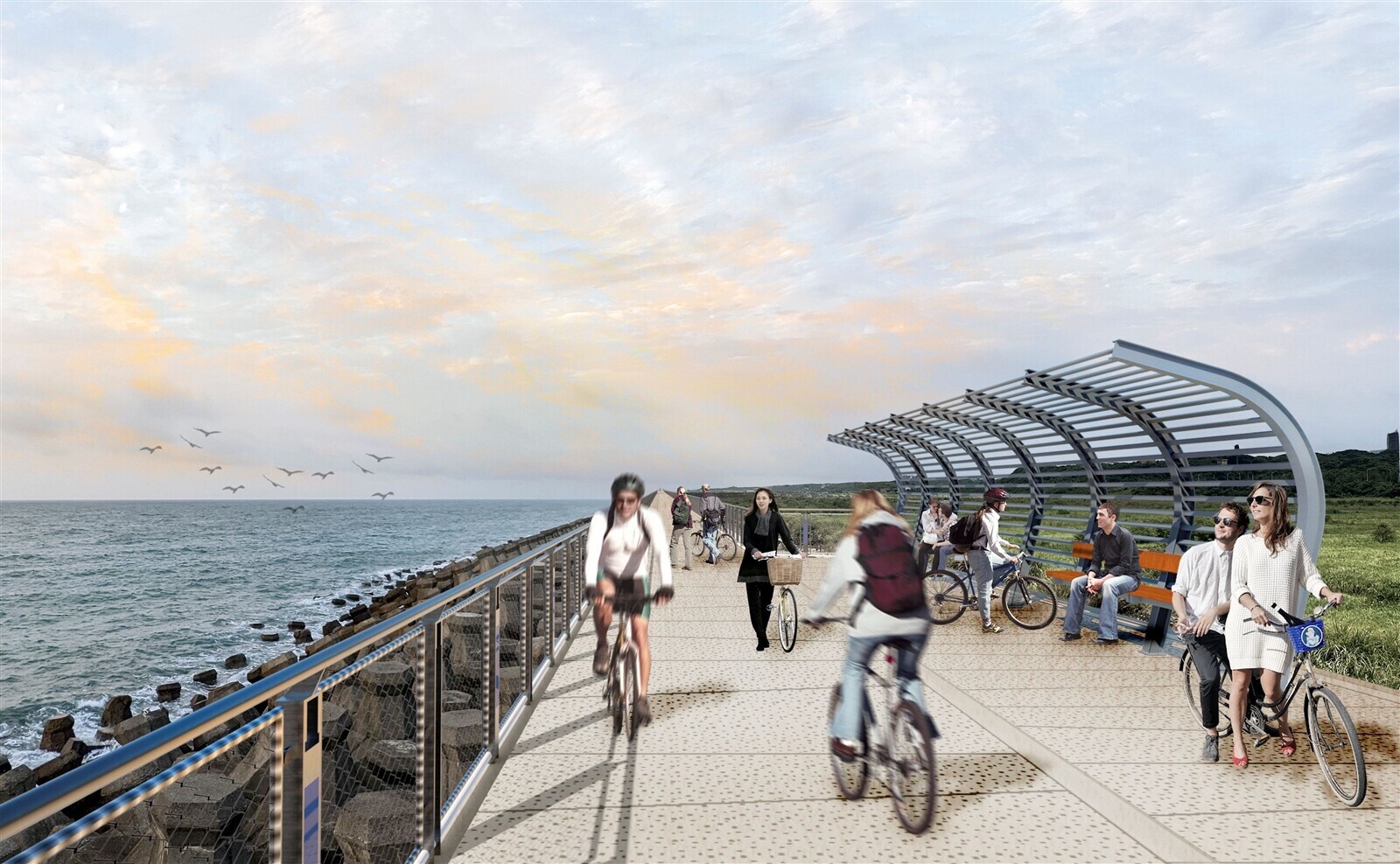 淡水金色水岸秘境亮點海堤段 打造夢幻海景第一排水岸騎乘路線