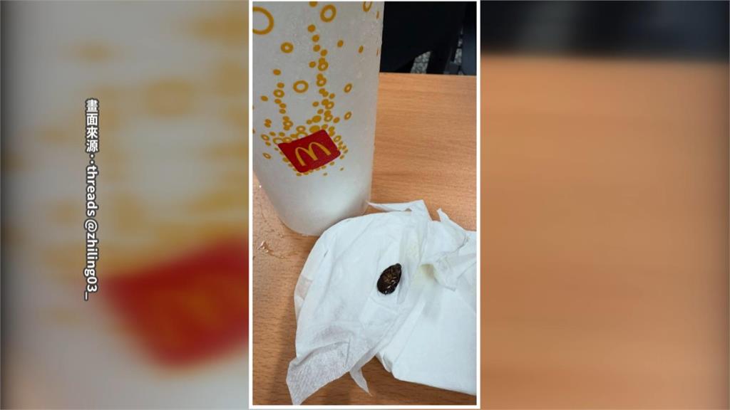 噁!速食店紅茶飲料 竟然喝到蟑螂