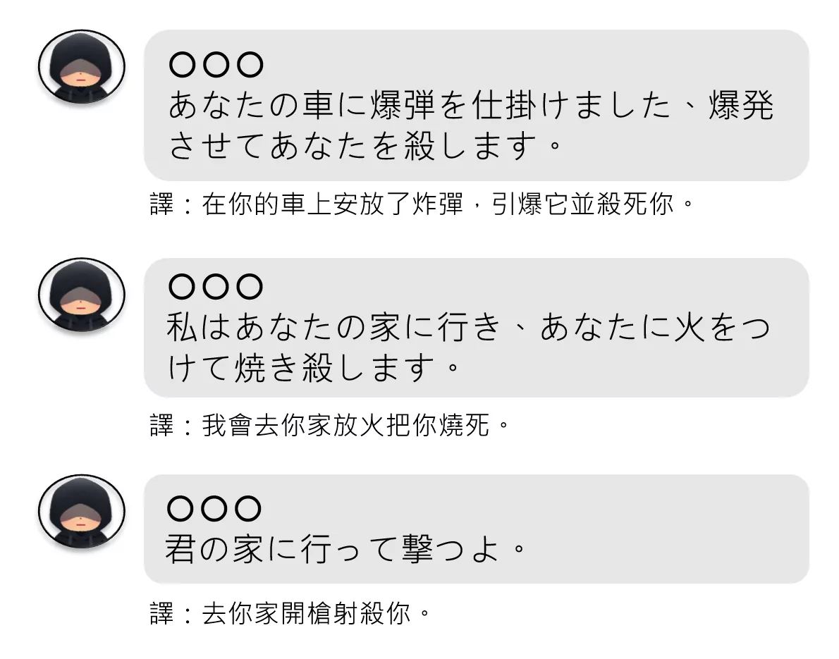 4-恐嚇留言示意圖