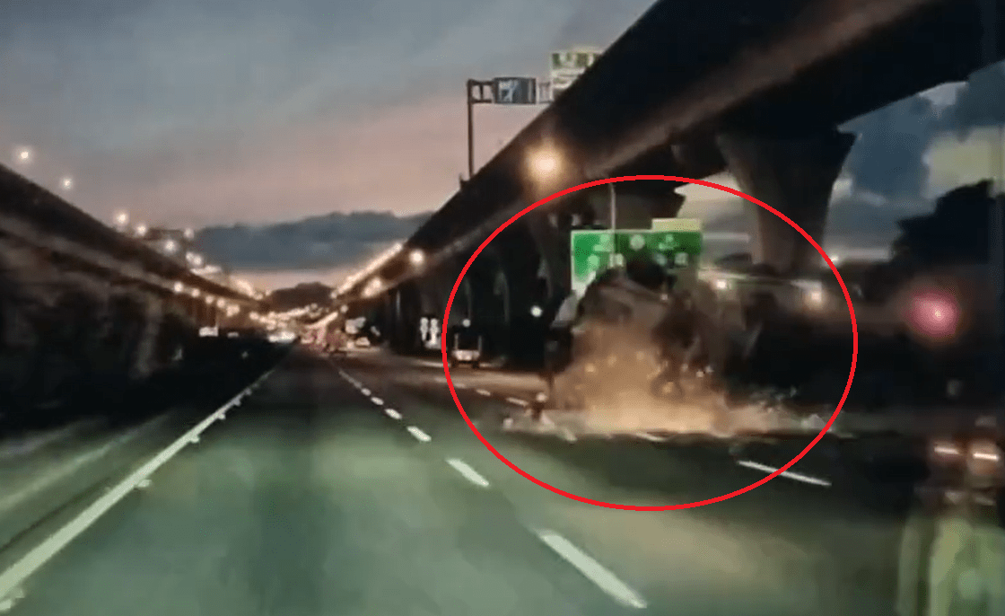 【有片】國1內壢「人肉交通錐」國道上狂跳 貨車司機嚇到翻車 12125sw45f