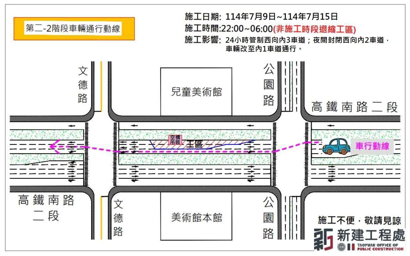配合桃美館人行空橋吊裝作業 桃園2路段6/28起施工管制 231638456 4