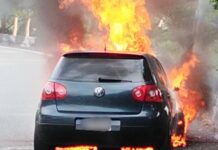 國1內壢小客車竄火舌 駕駛驚險逃生