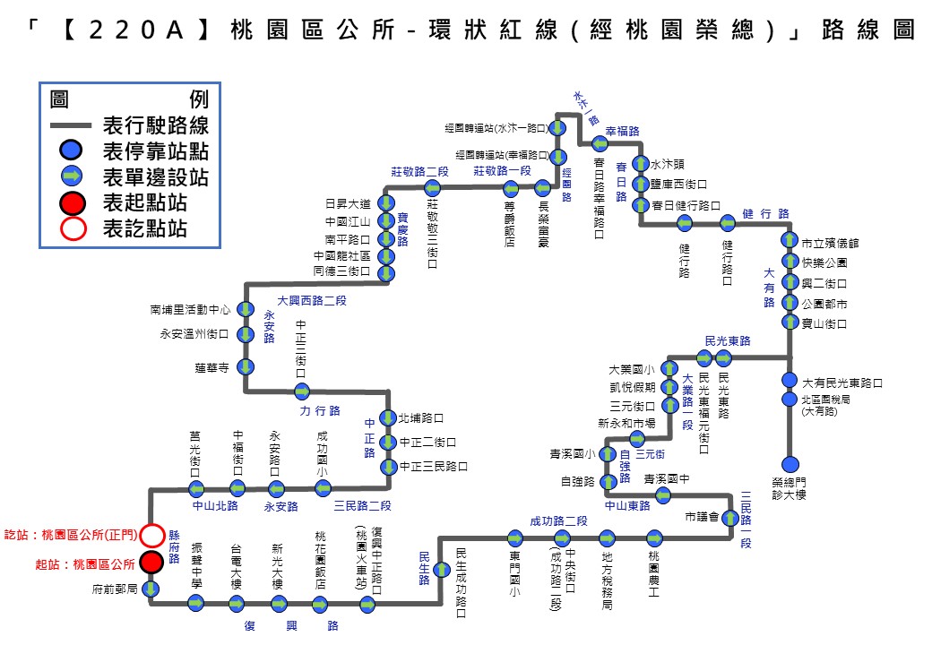 桃園5條公車路線7/1起整併 提升營運效率 「220A」路線圖