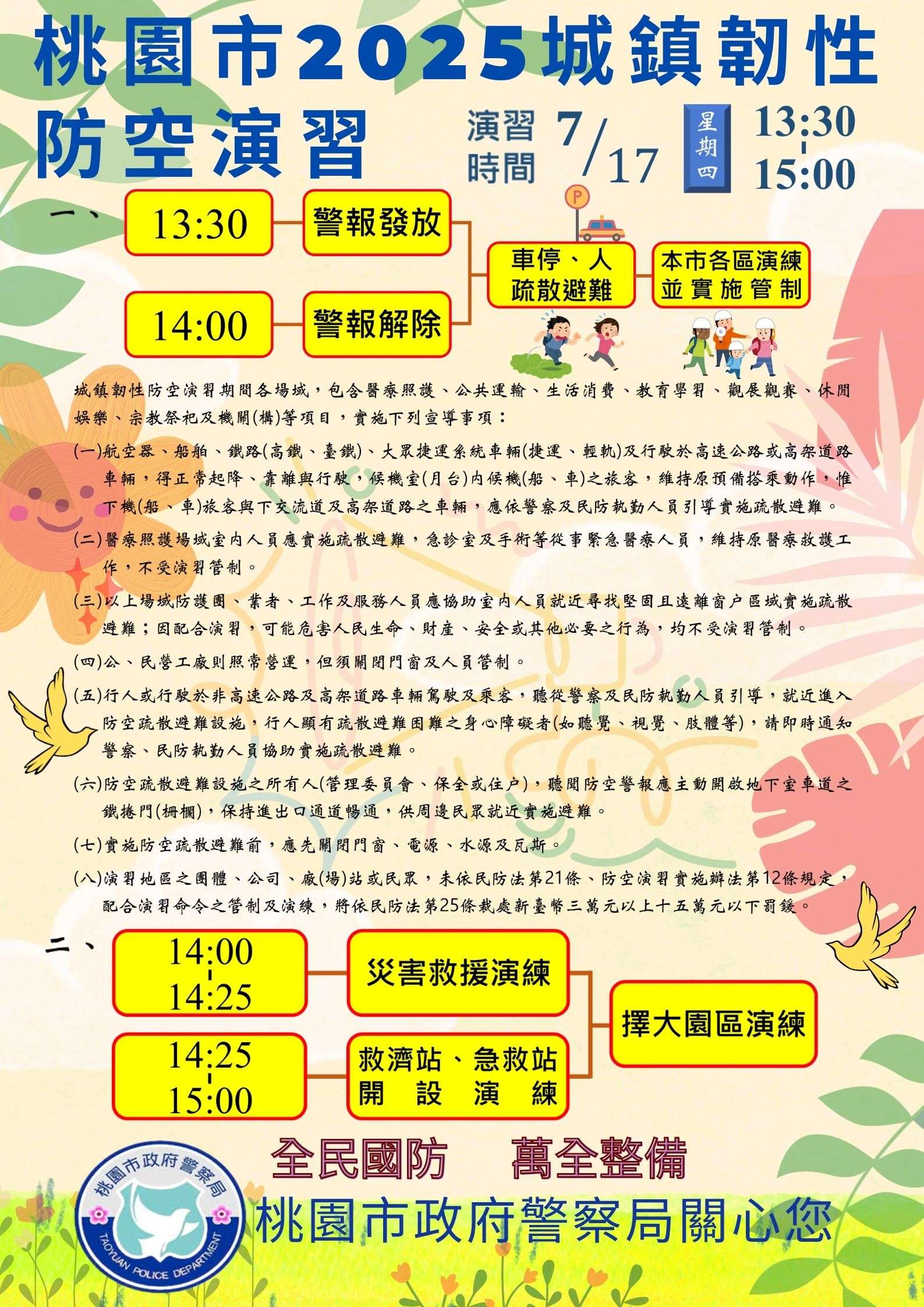 桃園城鎮韌性演習7/17登場 注意事項一次看 025城鎮韌性防空演習宣導海報