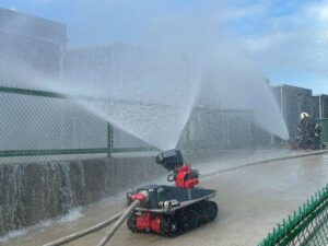 大園消防分隊前進大同電纜廠區 舉辦鋰電池火災搶救演練