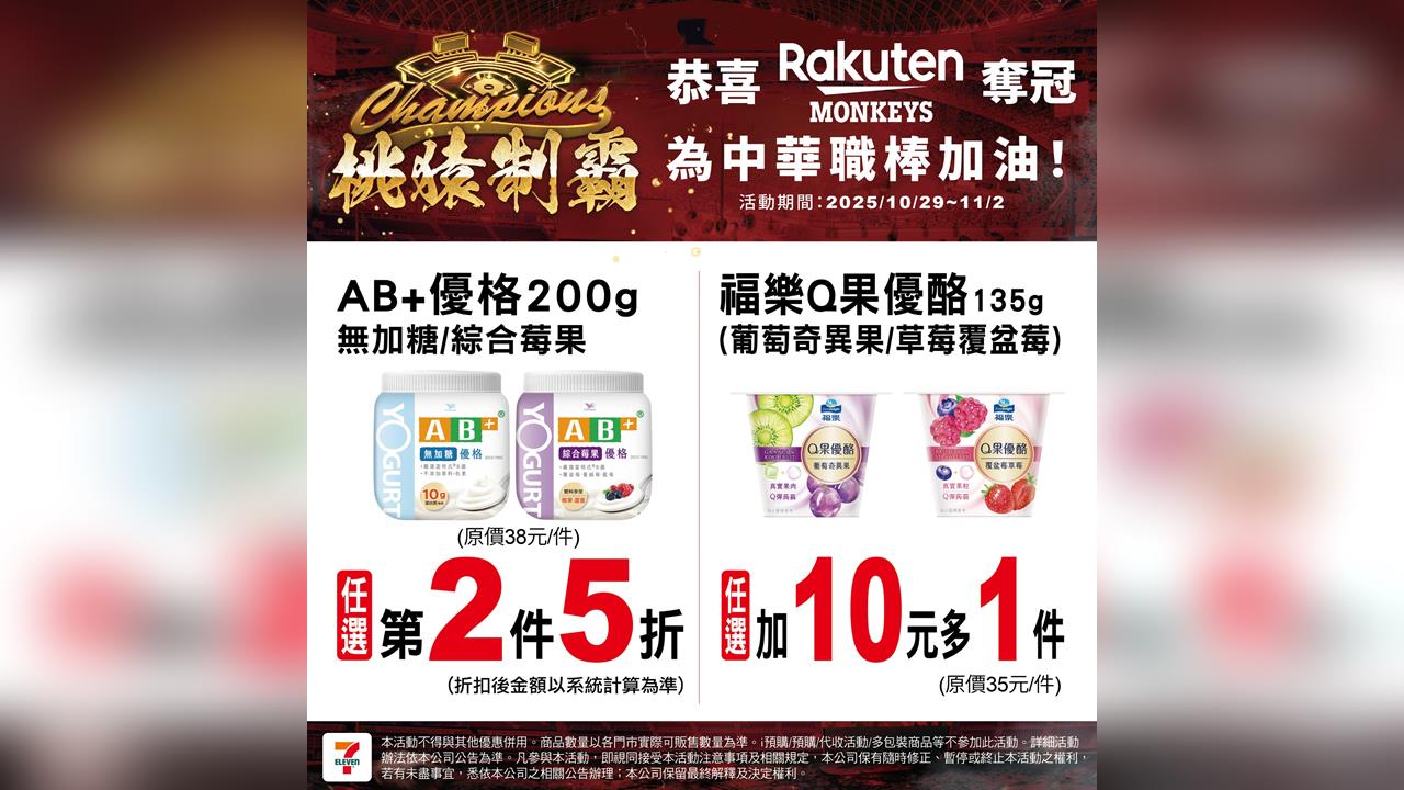 樂天桃猿奪總冠軍！7-11大氣推限時優惠 品項一次看
