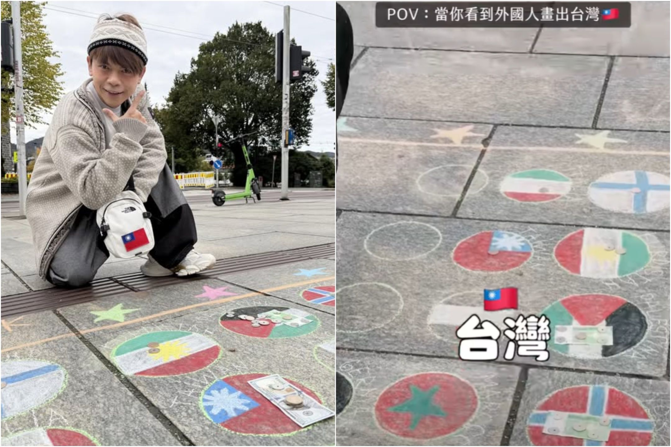 挪威遇見台灣國旗秒喊「不能輸」 蔡阿嘎打賞100美元讚畫家