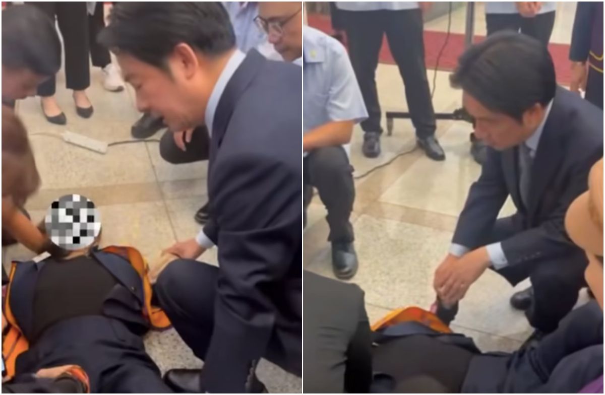 獅子會參訪成員突倒地 總統「秒變賴醫師」冷靜蹲地診斷