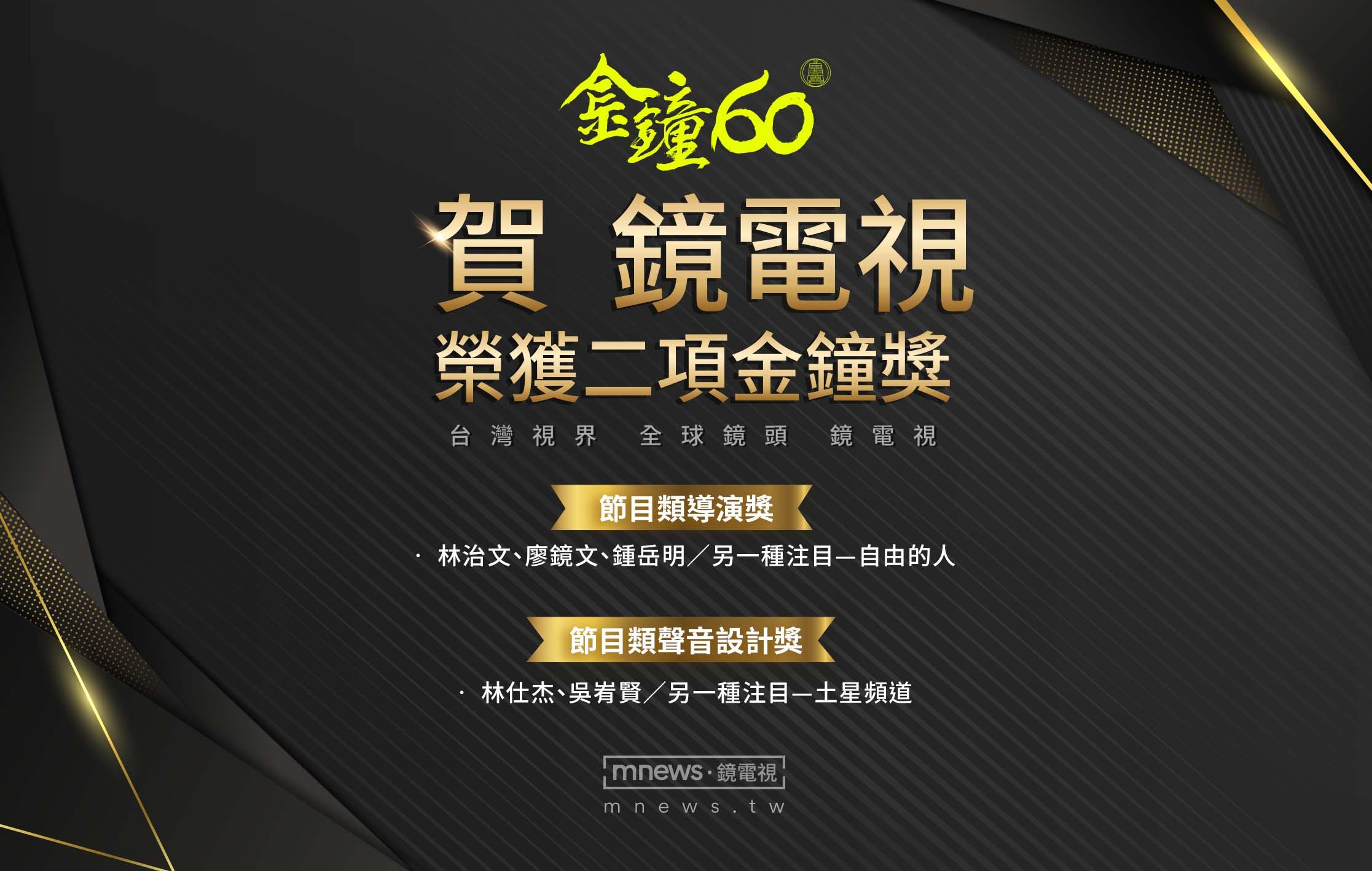 金鐘60典禮/鏡電視勇奪「節目類聲音設計獎」、「節目類導演獎」2項大獎