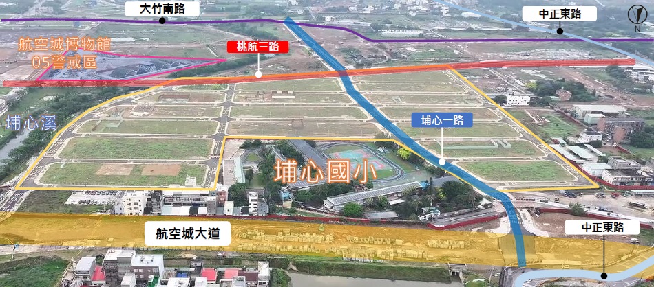 桃園航空城優先開發區進入驗收階段 安置戶新家逐漸「冒出頭」 桃航三路及埔心一路暨埔心國小周邊安置街廓空拍圖 0