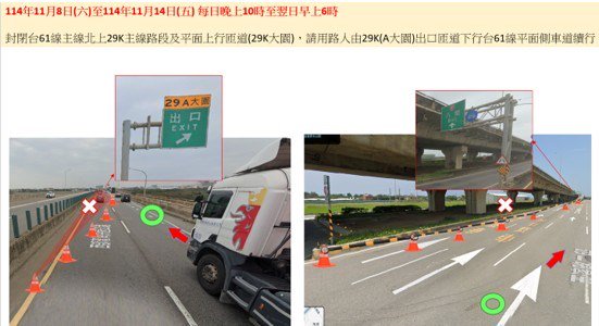 用路人注意!台61主線北上大園~林口部分路段11/8起夜間施工管制 2bffa286 4100 4f04 bc2d 230bccdc027f