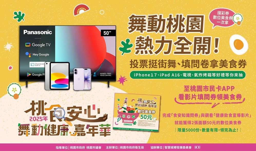 「桃食安心舞動健康嘉年華」初選線上投票開跑 桃園衛生局送摸彩券、美食券 S 155050018