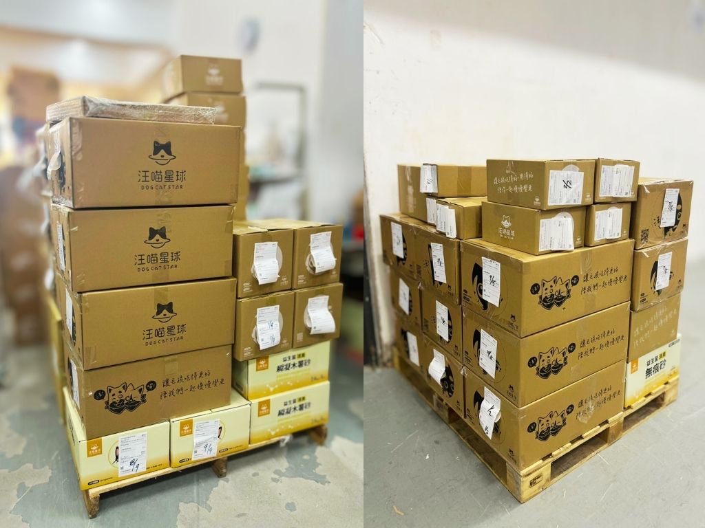圖2、汪喵星球包含貓砂、主食罐、乾糧與保健品，將由香港物流夥伴 GOLS 無償協助配送，