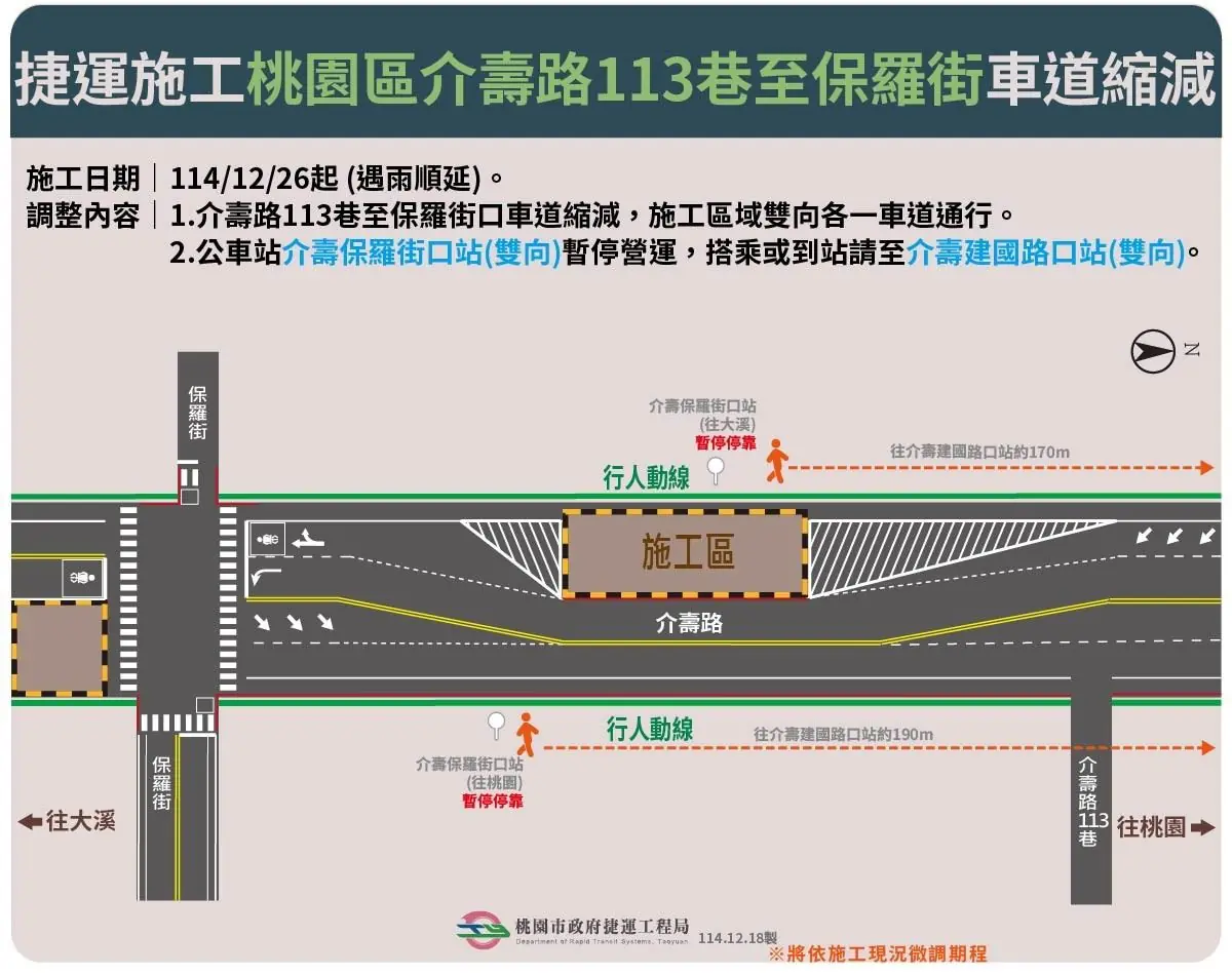 配合捷運綠線潛盾機施工 桃園介壽路、保羅路交通調整措施一次看 7d988c2b 41cc 41d8 8bb6 c678e9087270