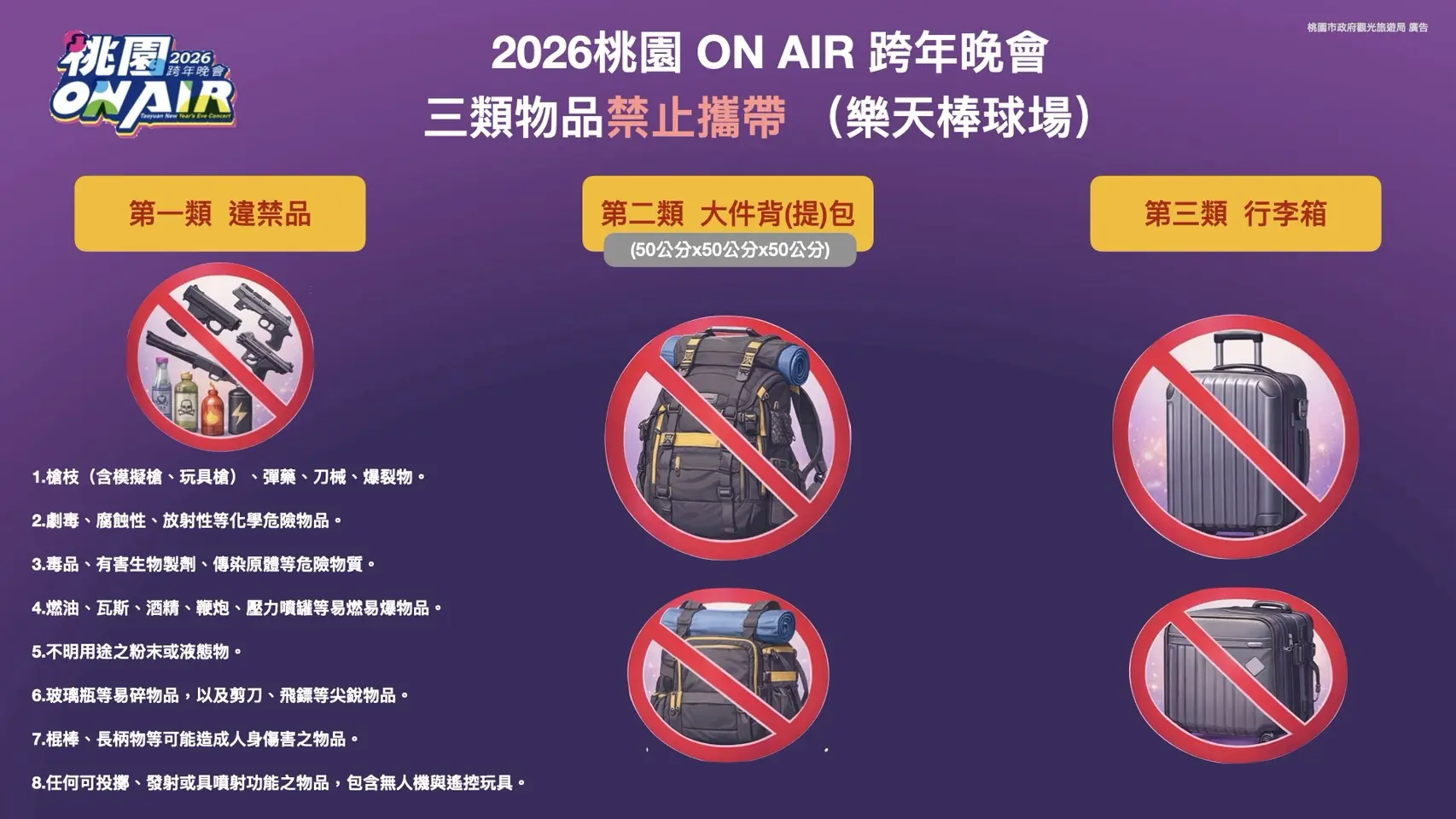 桃園市府實兵演練備戰跨年 觀旅局公告禁帶3大類物品 S 55042089