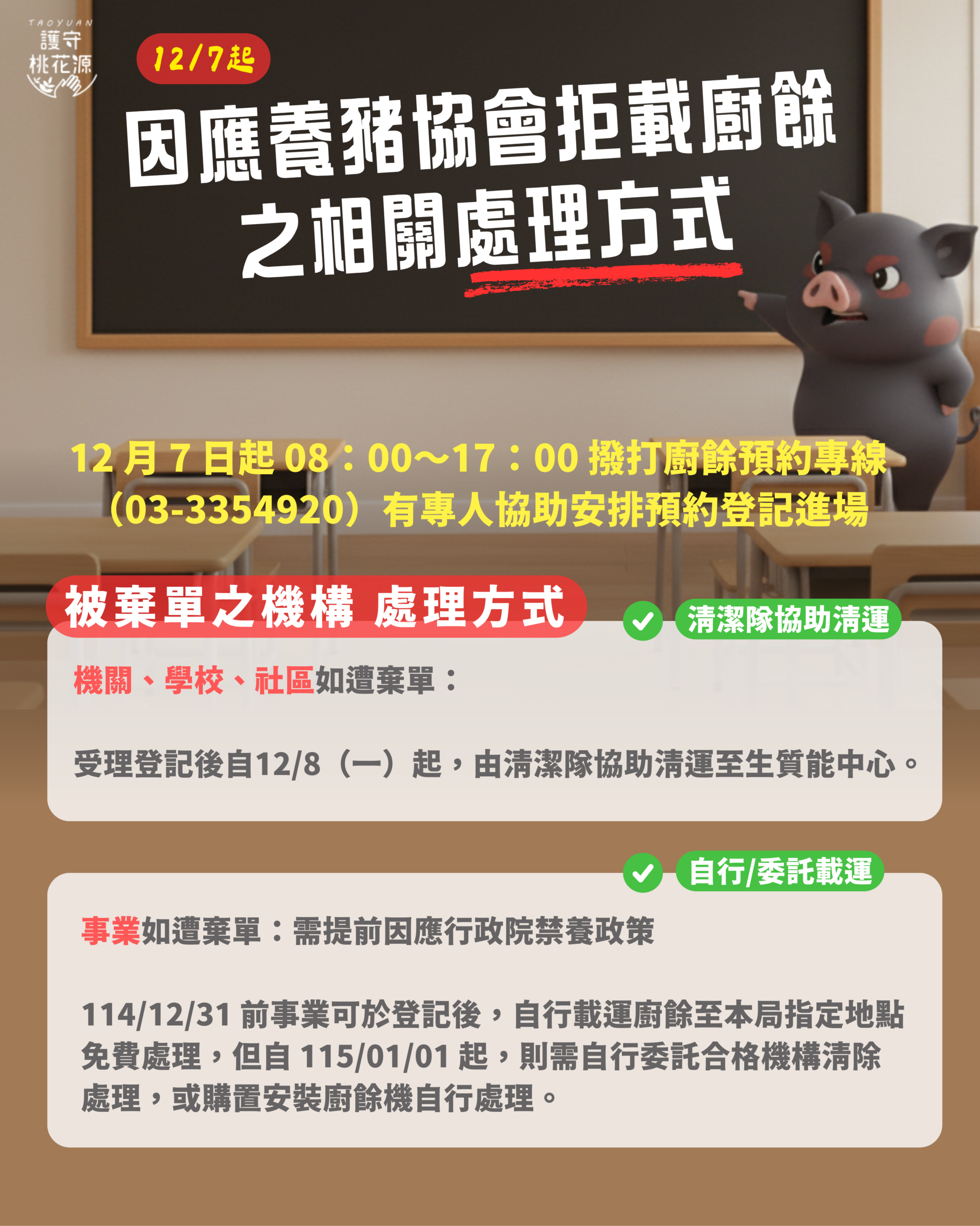 避免廚餘收運鏈中斷 桃園環保局公布清運預約專線 共六張 0 scaled
