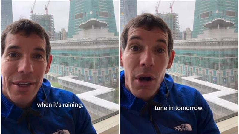 雨彈攪局!徒手爬台北101延至明日 霍諾德親拍影片發聲