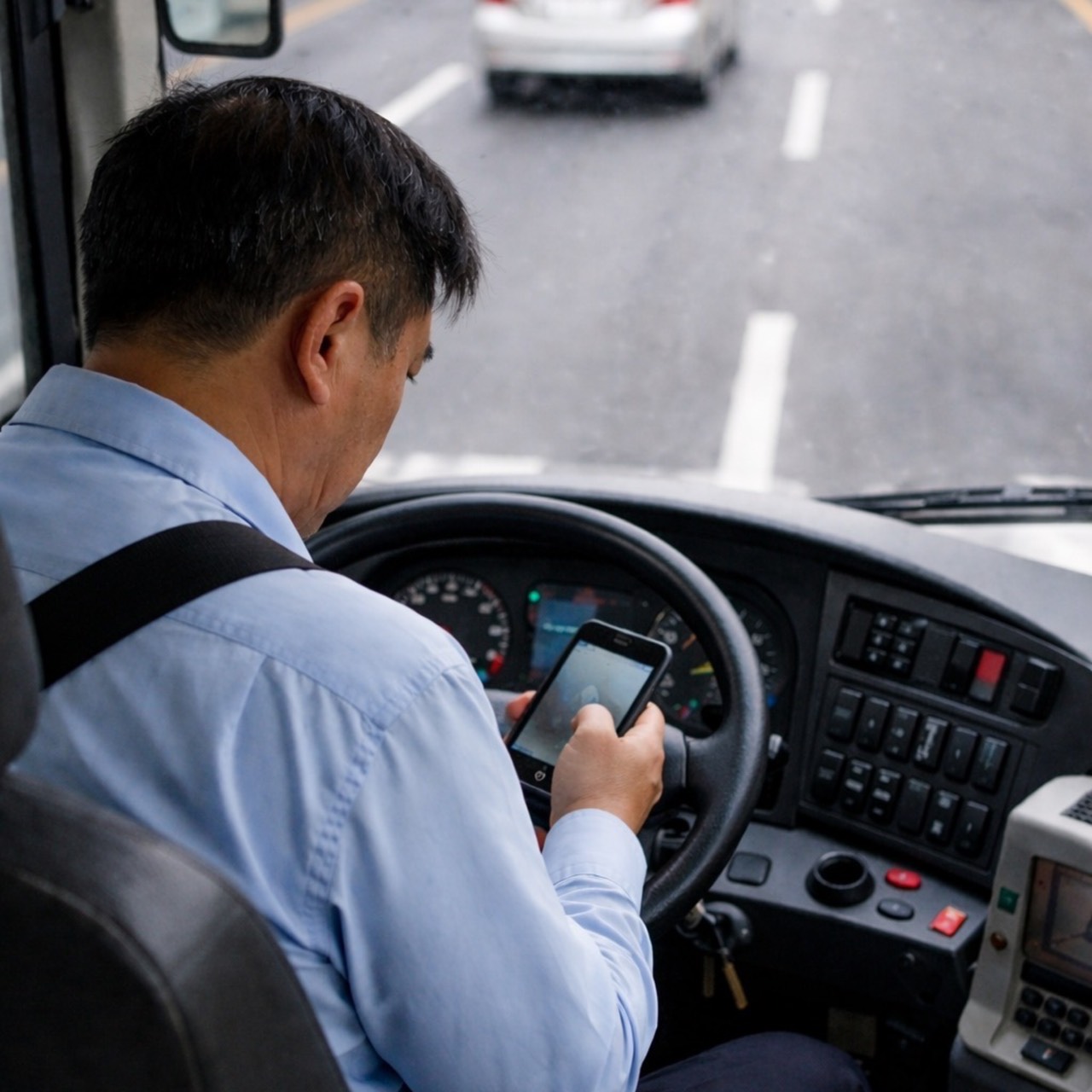 【有片】比開車還專心?公車司機行駛中滑手機 離譜行徑曝光 S 60211203