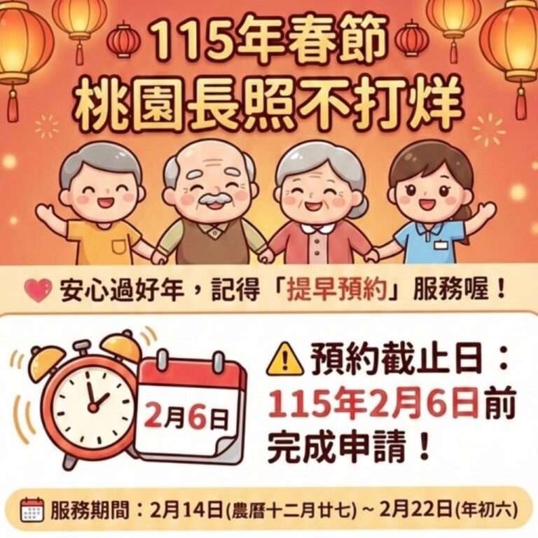 春節長照不中斷 桃園1966專線採預約制服務到年初六