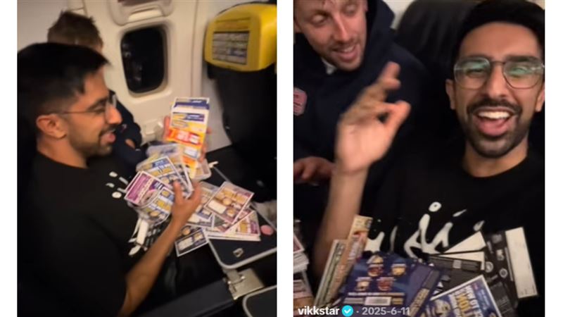 網紅霸氣包下機上476張刮刮樂 結局讓全機傻眼