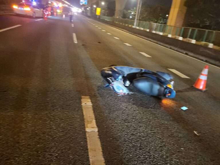 移工騎機車誤闖國1內壢段 與3車擦撞噴飛再遭後車追撞