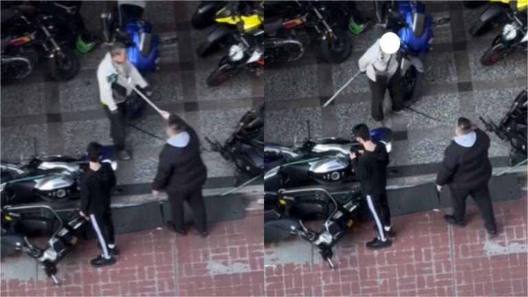 平鎮街頭全武行！阿伯擅自坐機車遭制止 下秒推倒重機還打人