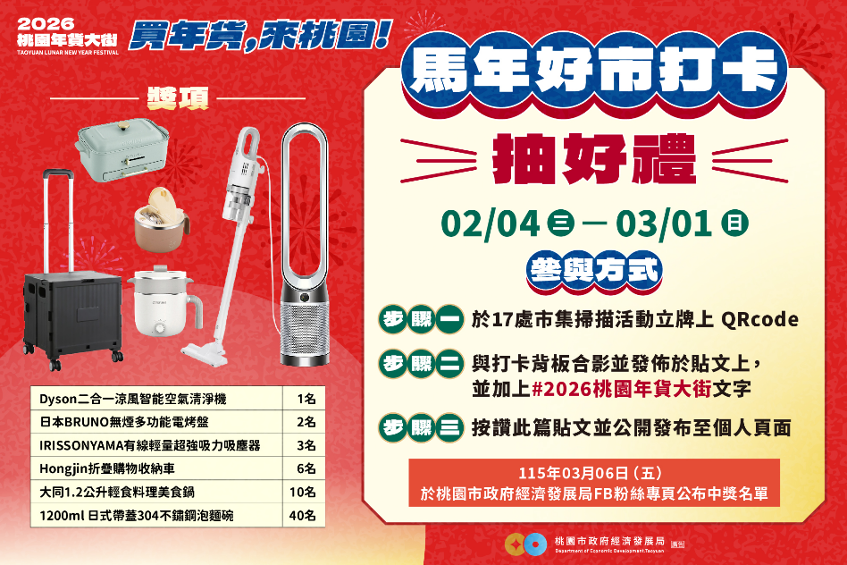 桃園年貨大街藏好康 這17處市集採買有機會帶走Dyson